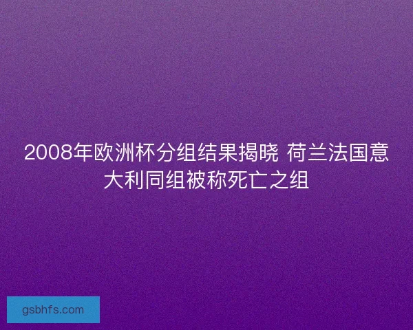 2008年欧洲杯分组结果揭晓 荷兰法国意大利同组被称死亡之组
